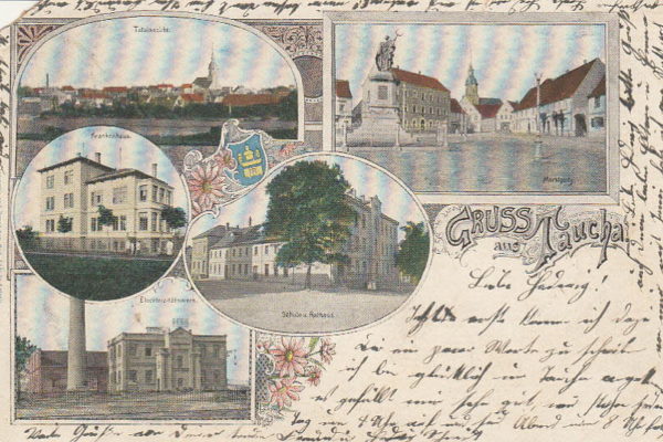 Postkarte zeigt mittig die Stadtschule