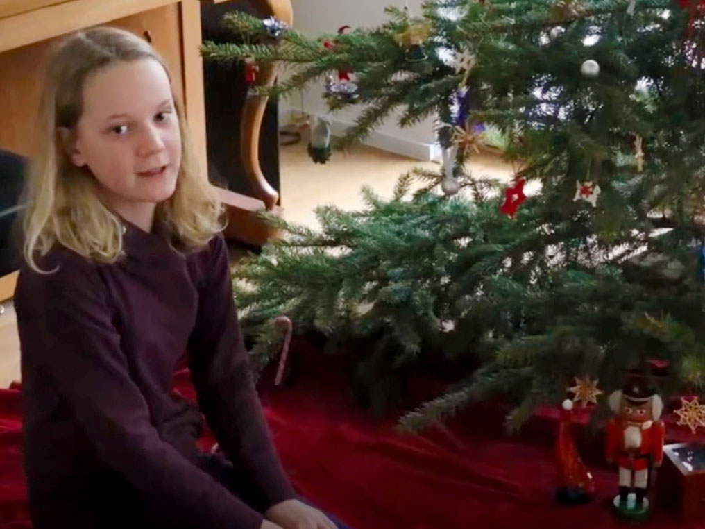 Thea under the Christmas tree